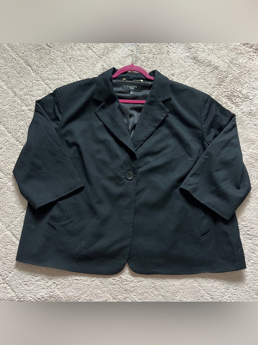 Talbots Wool Blend 3/4 Sleeves Blazer Preppy Minimalist Old Money Office Sz 22W